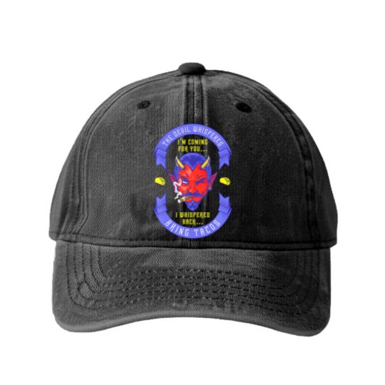 Discover Funny Latin Devil Whispered Bring Tacos Spanish Co Washed Denim Baseball Caps