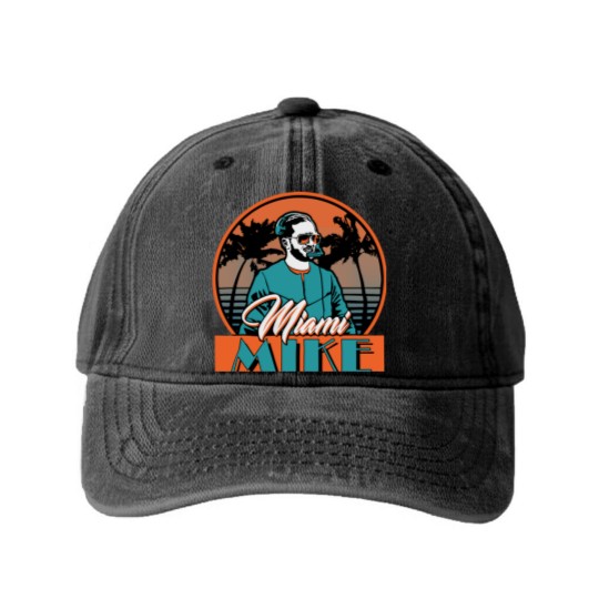 Discover Miami Mike Washed Denim Baseball Caps, Mike McDaniel Washed Denim Baseball Caps