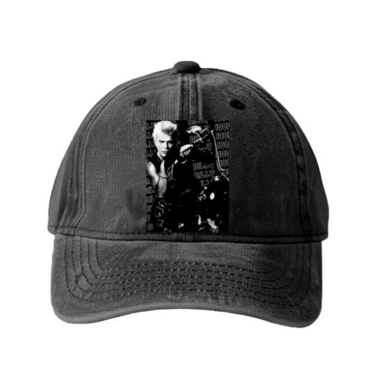 Discover Vintage Billy Idol Washed Denim Baseball Caps, Billy Idol Live Tour 2023 Washed Denim Baseball Caps