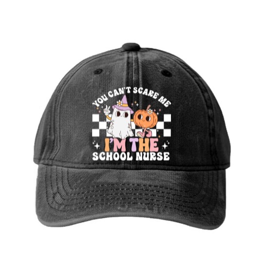 Discover Teacher Halloween Washed Denim Baseball Caps for School Nurse Washed Denim Baseball Caps, Halloween School Nurse Gift, Spooky School Nurse Washed Denim Baseball Caps, School Nurse Washed Denim Baseball Caps, Nurse Life