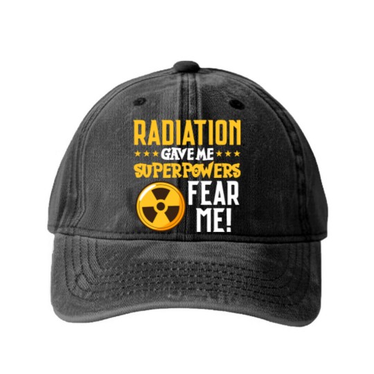 Discover Radiation Therapy Fight Raise Awareness Cancer Washed Denim Baseball Caps