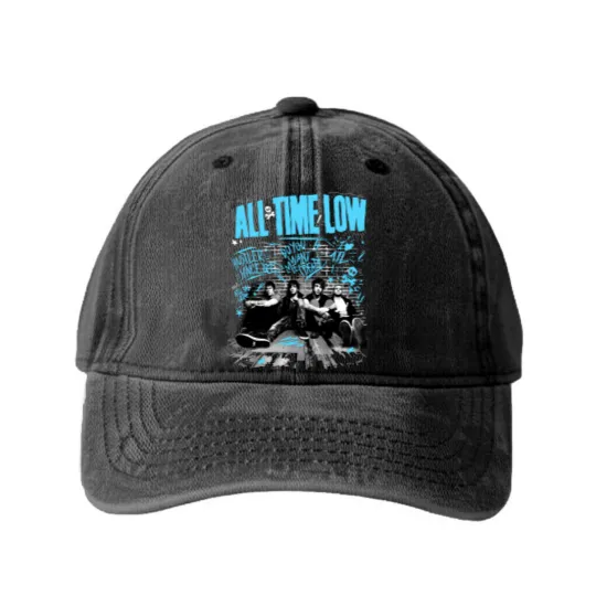 Discover All time low Unisex Washed Denim Baseball Caps All Time Low, Pop Punk