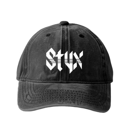 Discover Styxs White Logo Black Adult Washed Denim Baseball Caps