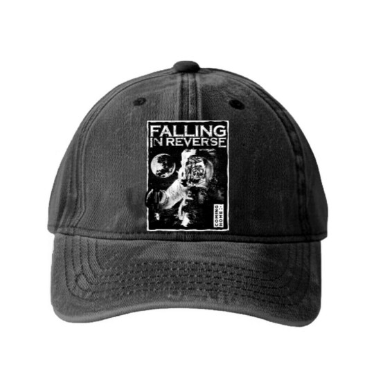 Discover Falling In Reverse Washed Denim Baseball Caps, Falling In Reverse The Popular Mons Tour 2023 Washed Denim Baseball Caps
