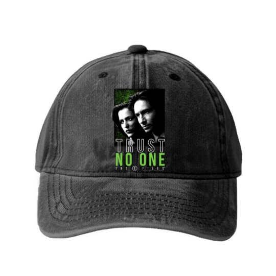 Discover The X-Files Mulder Scully Trust No One Washed Denim Baseball Caps