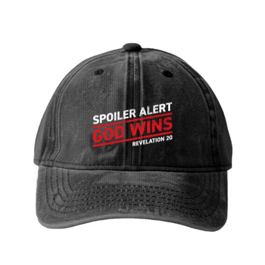 Discover Spoiler Alert - God Wins - Bible - Washed Denim Baseball Caps