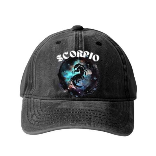 Discover Zodiac Scorpio Sign Classic Washed Denim Baseball Caps