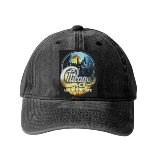 Discover Chicago band live in concert Washed Denim Baseball Caps