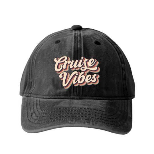 Discover Cruise Vibes Washed Denim Baseball Caps, Friends Summer Vacation Group Gift Washed Denim Baseball Caps, Cruise Washed Denim Baseball Caps