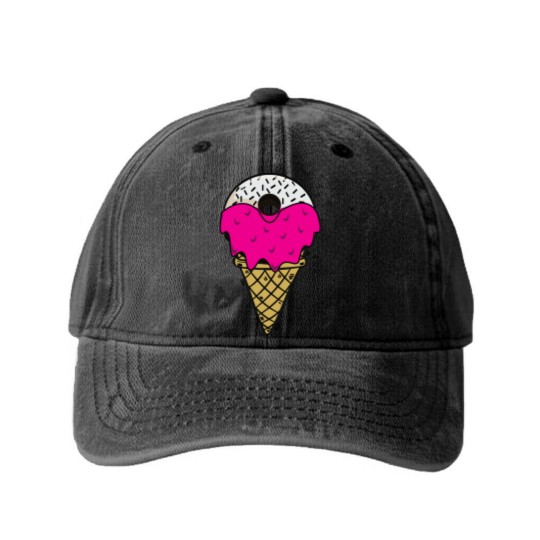 Discover Donut Ice Cream Melting donut ice cream Washed Denim Baseball Caps