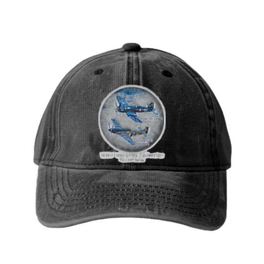 Discover F4U CORSAIR and P51 MUSTANG Washed Denim Baseball Caps