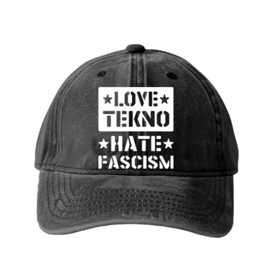 Discover 23NO006 - love tekno hate fascism Washed Denim Baseball Caps