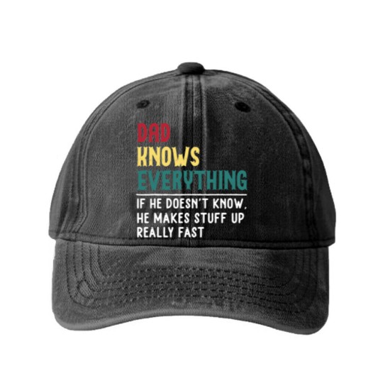 Discover Dad know Everything Fathers day gift for Funny Dad Grandpa Washed Denim Baseball Caps