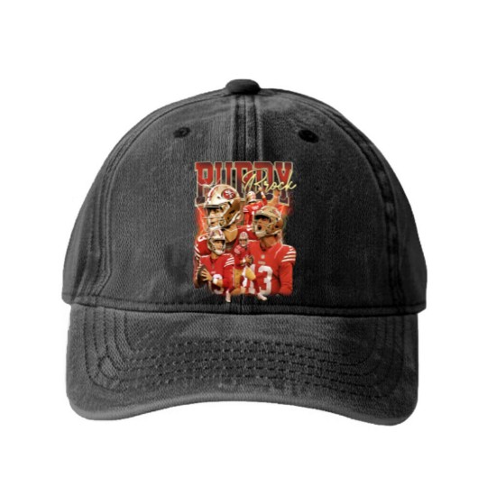 Discover Brock Purdy San Francisco Football Washed Denim Baseball Caps, Football Washed Denim Baseball Caps Christmas Gift