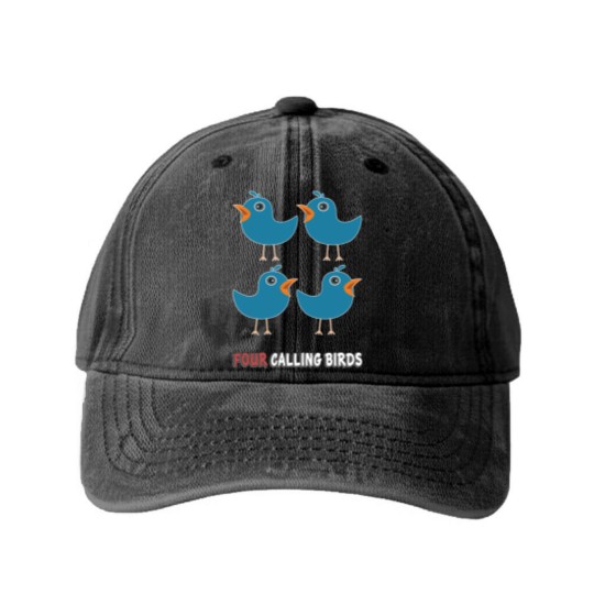 Discover Four Calling Birds Song 12 Days Christmas Washed Denim Baseball Caps