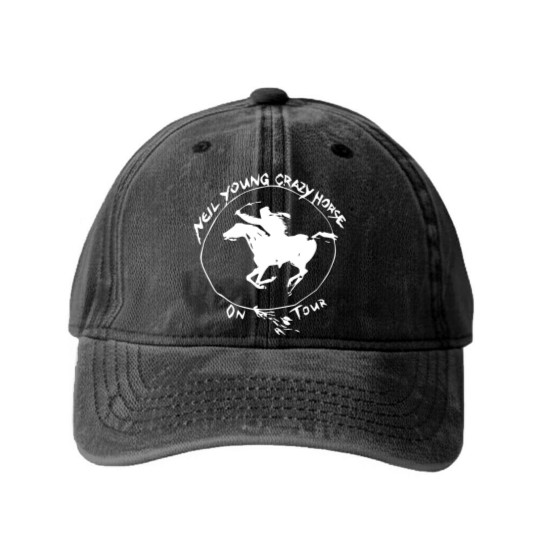 Discover Unisex // Neil Young // Crazy Horse // Short Sleeve Washed Denim Baseball Caps
