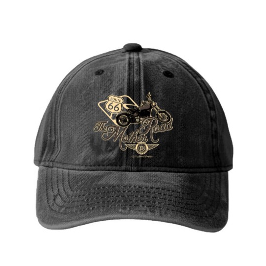 Discover Motorcycle - Route 66 the mother road Washed Denim Baseball Caps