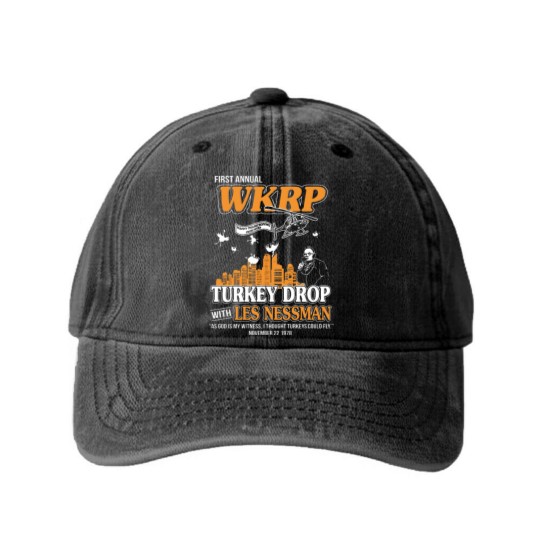 Discover Les Nessman Washed Denim Baseball Caps Funny Thanksgiving Movie Washed Denim Baseball Caps DMN Washed Denim Baseball Caps Black