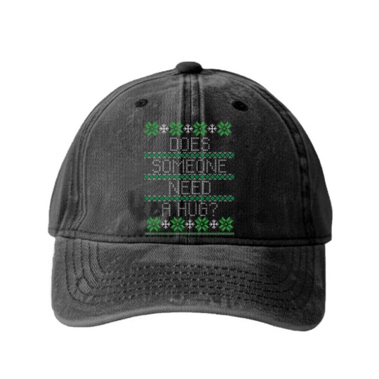 Discover Elf Quote Hug Sweater Washed Denim Baseball Caps