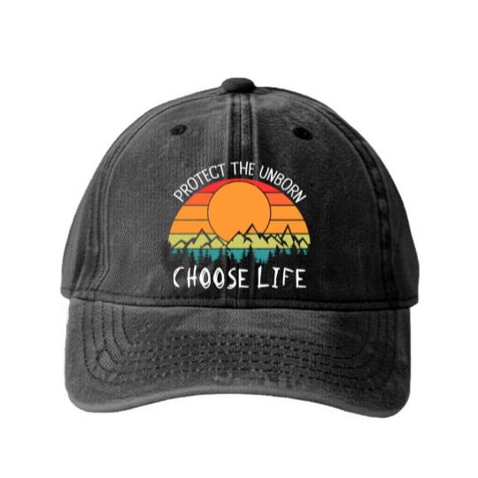 Discover Pro-Life, Protect The Unborn Choose Life Washed Denim Baseball Caps