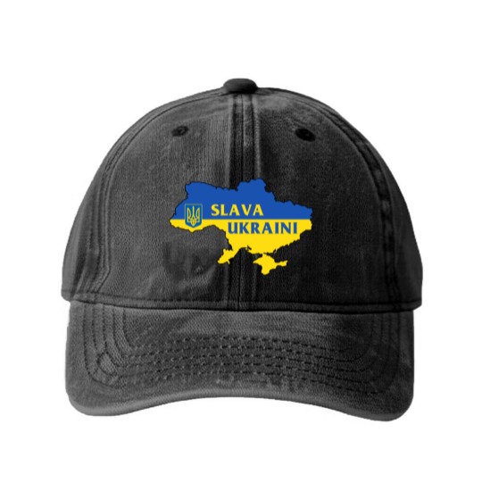 Discover Slava Ukraini Washed Denim Baseball Caps