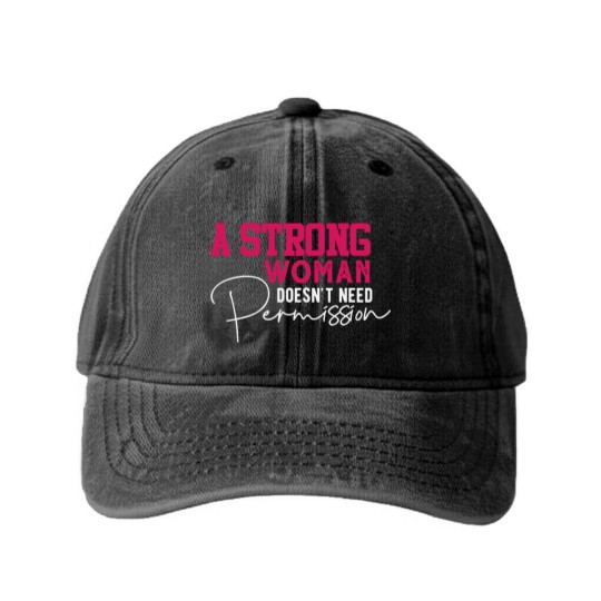 Discover A Strong Woman Washed Denim Baseball Caps