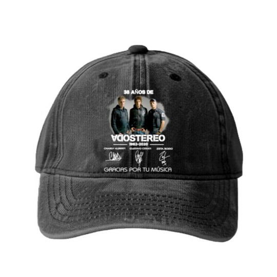 Discover 38 Anos De Soda Stereo 19822020 Gracias Por Tu Música, Designer Camiseta clásica Washed Denim Baseball Caps
