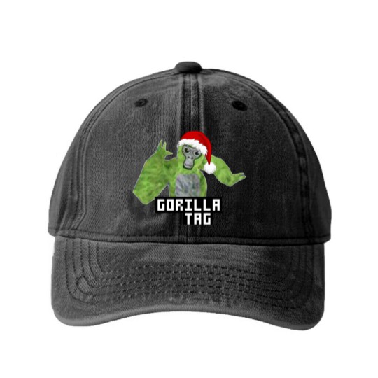 Discover Gorilla Tag Green Santa Hat Gorilla  png Washed Denim Baseball Caps