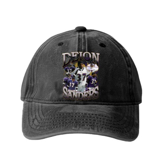 Discover Deion Sanders Ravens Vintage 90's Style Washed Denim Baseball Caps