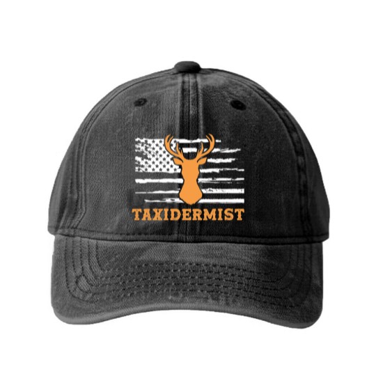 Discover Taxidermist American Flag Taxidermy Washed Denim Baseball Caps