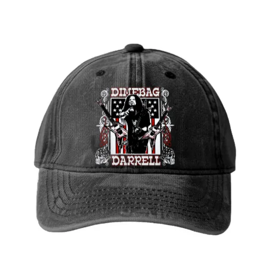 Discover Dimebag Darrell Mayhem Skull Band Washed Denim Baseball Caps