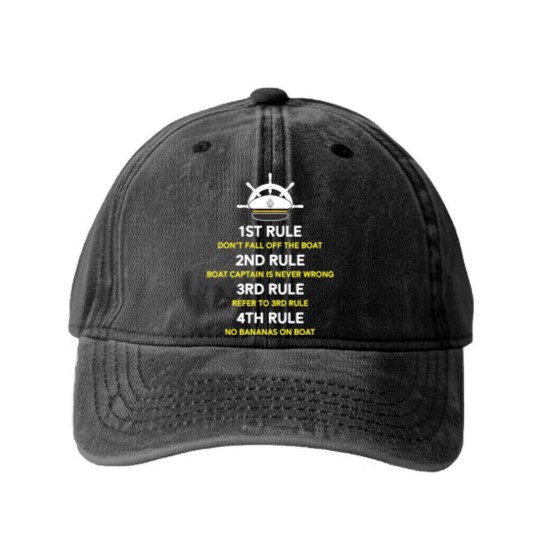 Discover Funny Pontoon Boat Captain Gift Boating Boat Owner Washed Denim Baseball Caps