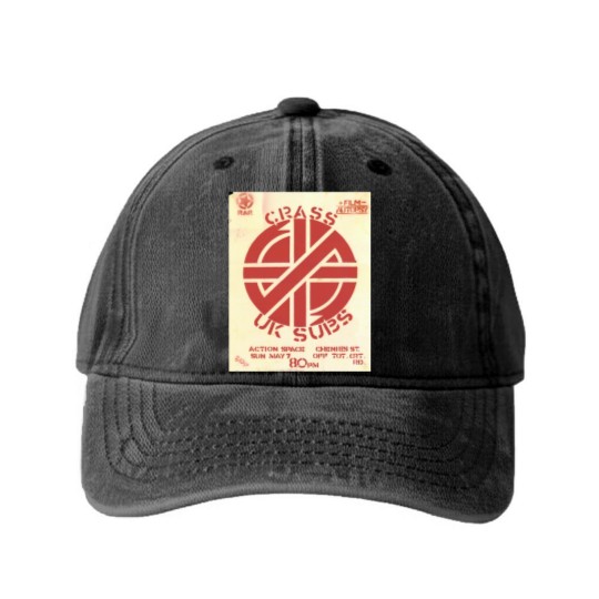 Discover Vintage Crass and UK Subs Concert Flyer Poster Washed Denim Baseball Caps