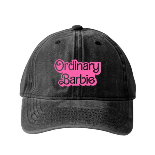 Discover Ordinary Barbie Unisex Washed Denim Baseball Caps Jersey Short Sleeve Washed Denim Baseball Caps in White and Barbie Pink
