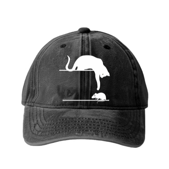 Discover Cat and mouse - Animals - Washed Denim Baseball Caps