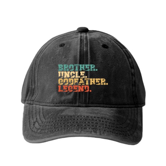Discover brother uncle godfather legend Washed Denim Baseball Caps