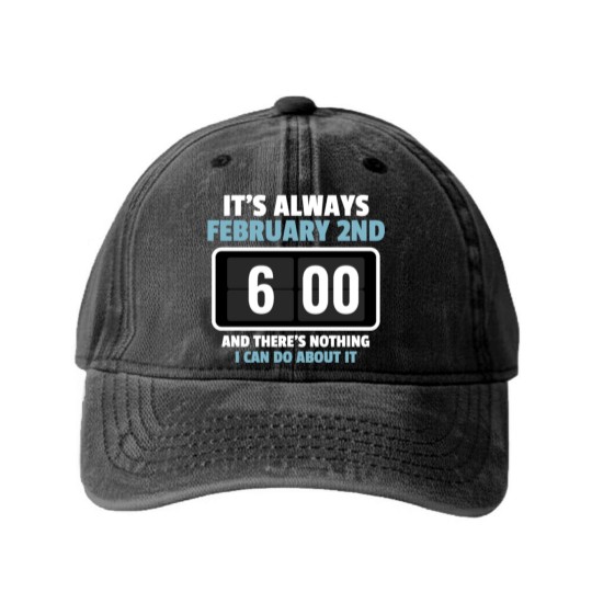 Discover Alarm Clock GroundHog Day Design Washed Denim Baseball Caps