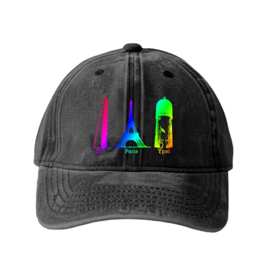 Discover Ypsilanti Water Tower Full Color Washed Denim Baseball Caps