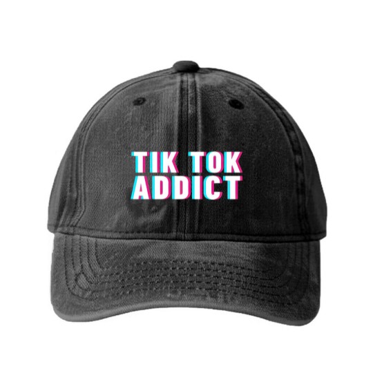 Discover Tik tok addict - Tik Tok - Washed Denim Baseball Caps