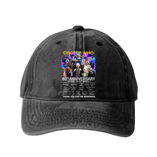Discover Doctor Who 60th Anniversary 1963-2023 Signature Thank You Washed Denim Baseball Caps