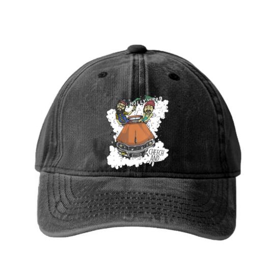 Discover Hollyweed Cheech and Chong Washed Denim Baseball Caps