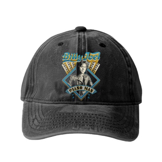 Discover Billy Joel 'Piano Man' (Black) Washed Denim Baseball Caps