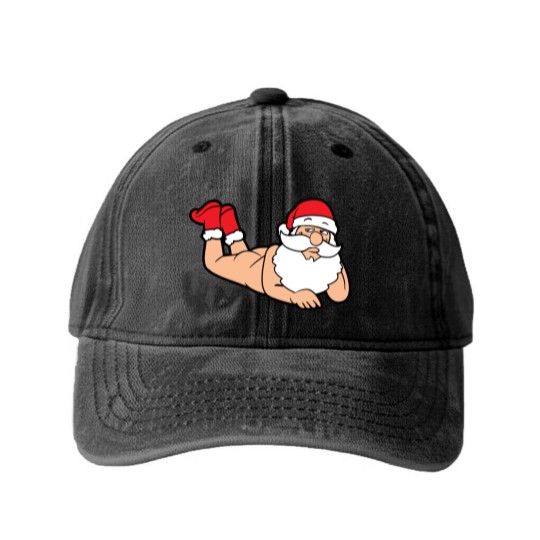 Discover Funny Sexy Santa Claus Xmas Merry Christmas Winter Washed Denim Baseball Caps