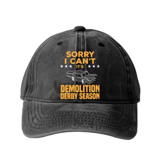 Discover Demolition Derby Season Car Crashing Smash Gift Washed Denim Baseball Caps