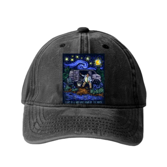 Discover i live in a van gogh down by the river t Washed Denim Baseball Caps