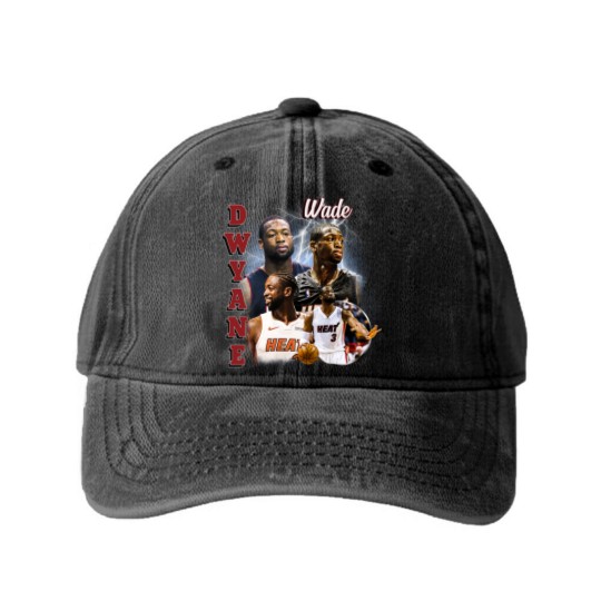 Discover Dwyane Wade Vintage Washed Denim Baseball Caps, Vintage 90s Graphic Style Dwyane Wade Washed Denim Baseball Caps