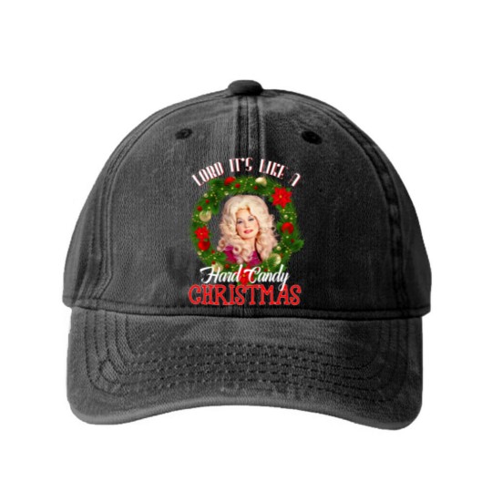 Discover Lord it's Like a Hard Candy Christmas Dolly Parton Holiday Washed Denim Baseball Caps