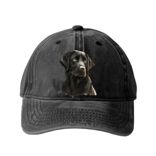 Discover Black Labrador Black Labrador- Black Labrador Head And Shoulders Washed Denim Baseball Caps