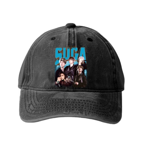 Discover BTS Suga Kpop Music Washed Denim Baseball Caps