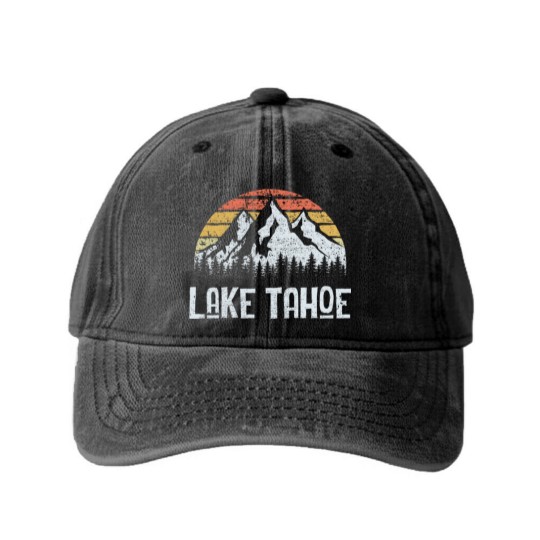 Discover Vintage Retro Lake Tahoe Washed Denim Baseball Caps